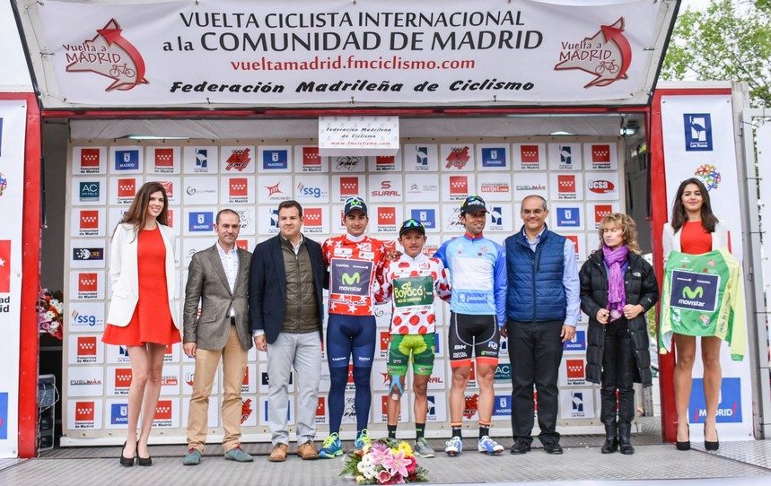 Podio de la 1ª etapa de la Vuelta a la Comunidad de Madrid / Foto: Federación Madrileña de Ciclismo